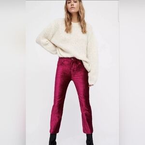 Free People Cropped Velvet Pants Size 28